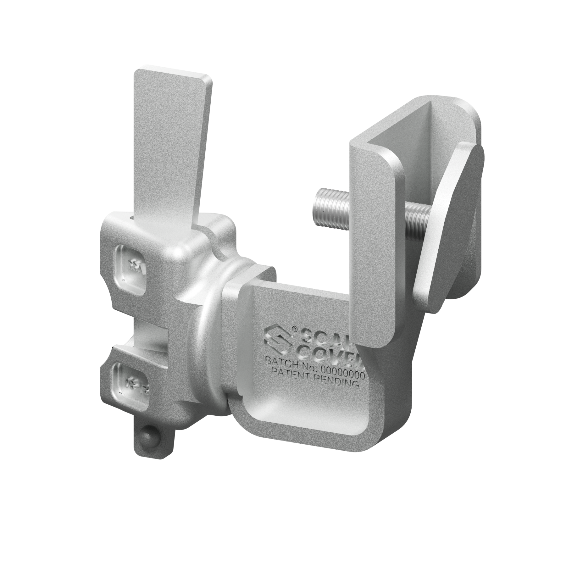 ScaffCover MK2 ringlock connector, logo-side view
